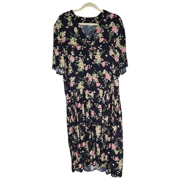 Vintage Heirloom Handmade Unfinished Floral Print 100% Cotton Project Dress XL - Picture 1 of 14